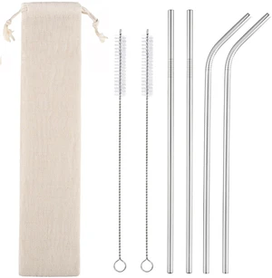 Reusable Stainless Steel Straws, Set of 4, 10.5", with Cleaning Brushes and Case, for 30 oz and 20 oz Tumblers Reusable Stainless Steel Straws, Set of 4, 10.5", with Cleaning Brushes and Case, for 30 oz and 20 oz Tumblers