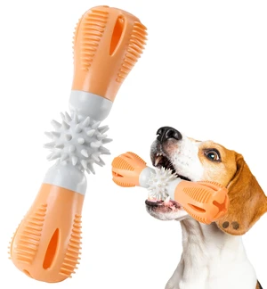 Durable Natural Rubber Dog Chew Treat Dispensing Puzzle Toy for Small & Medium Breeds, Orange Durable Natural Rubber Dog Chew Treat Dispensing Puzzle Toy for Small & Medium Breeds, Orange
