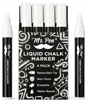 Mr. Pen Liquid Chalk Marker Pens, 4-Pack, 8 Labels Mr. Pen Liquid Chalk Marker Pens, 4-Pack, 8 Labels