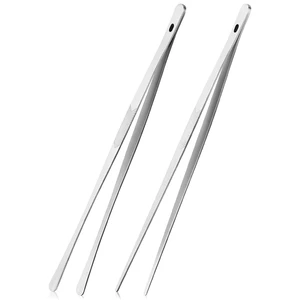 ChefBee 2PCS 12-Inch Stainless Steel Kitchen Tongs Tweezers with Serrated Tips ChefBee 2PCS 12-Inch Stainless Steel Kitchen Tongs Tweezers with Serrated Tips