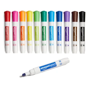 Amazon Basics Dry Erase Whiteboard Markers, Chisel Tip, Low-Odor, Assorted Colors, 12-Pack, Erase Easily Amazon Basics Dry Erase Whiteboard Markers, Chisel Tip, Low-Odor, Assorted Colors, 12-Pack, Erase Easily