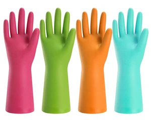 Bamllum Rubber Cleaning Gloves 4 Pairs - Reusable Dishwashing Gloves, Flexible Long-Lasting Waterproof (Medium, Blue, Green, Red, Orange) Bamllum Rubber Cleaning Gloves 4 Pairs - Reusable Dishwashing Gloves, Flexible Long-Lasting Waterproof (Medium, Blue, Green, Red, Orange)