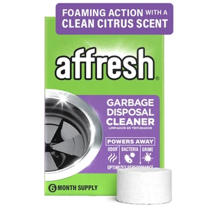 Affresh Garbage Disposal Cleaner, 6 Tablets, 6-Month Supply, Helps Power Away Odor-Causing Bacteria, Debris & Grime in Grind Chamber, Impeller & Drain Pipe Affresh Garbage Disposal Cleaner, 6 Tablets, 6-Month Supply, Helps Power Away Odor-Causing Bacteria, Debris & Grime in Grind Chamber, Impeller & Drain Pipe