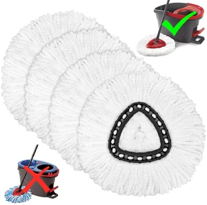 4 Pack Mop Head Replacements for Easy Wring 1-Tank Spin System, Microfiber Spin Refills 4 Pack Mop Head Replacements for Easy Wring 1-Tank Spin System, Microfiber Spin Refills