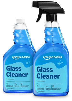 Amazon Basics Glass Cleaner, 32fl oz (Pack of 2) with 1 Sprayer, Streak-Free Shine Amazon Basics Glass Cleaner, 32fl oz (Pack of 2) with 1 Sprayer, Streak-Free Shine