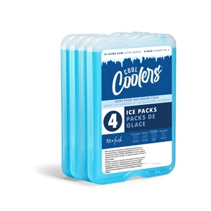 Fit & Fresh XL Slim Reusable Ice Packs, Space Saving, for Lunch Boxes & Coolers, 4 Pack, Clear Blue Fit & Fresh XL Slim Reusable Ice Packs, Space Saving, for Lunch Boxes & Coolers, 4 Pack, Clear Blue