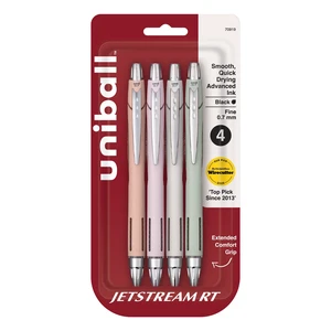Uniball Jetstream RT Retractable Ballpoint Pens, Fine Point, 0.7mm, Pastel Color Barrel, Black Ink, 4 Count Uniball Jetstream RT Retractable Ballpoint Pens, Fine Point, 0.7mm, Pastel Color Barrel, Black Ink, 4 Count