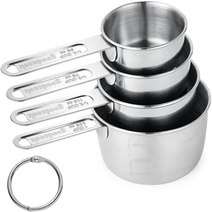 ViewSonic Measuring Cups of 4, Stainless Steel Measuring Cups, Stackable | Stainless Steel Cups with Metal Handle for Dry and Liquid Ingredients, Ideal for Cooking & Baking ViewSonic Measuring Cups of 4, Stainless Steel Measuring Cups, Stackable | Stainless Steel Cups with Metal Handle for Dry and Liquid Ingredients, Ideal for Cooking & Baking