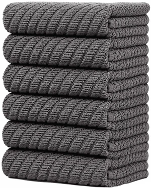 Bumble Kitchen Towels (6-Pack), 16"x25", 100% Cotton, Dish Towels Gray | 445 GSM | Soft Diagonal Rib kitchen hand towels , Highly Absorbent & Durable Dish Towels for kitchen with Hanging Loop Bumble Kitchen Towels (6-Pack), 16"x25", 100% Cotton, Dish Towels Gray | 445 GSM | Soft Diagonal Rib kitchen hand towels , Highly Absorbent & Durable Dish Towels for kitchen with Hanging Loop