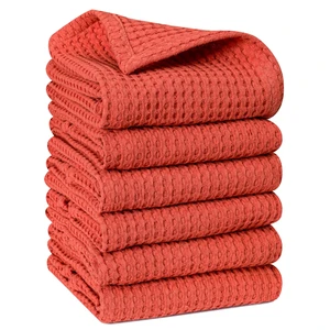 ViewSonic Kitchen Towels, High GSM Cotton Waffle, Set of 6, Tearracotta | Tea Towels 18x28 inch large size, soft multi-purpose absorbent kitchen cloth, dries dishes, wipes counters, handles hot pans ViewSonic Kitchen Towels, High GSM Cotton Waffle, Set of 6, Tearracotta | Tea Towels 18x28 inch large size, soft multi-purpose absorbent kitchen cloth, dries dishes, wipes counters, handles hot pans