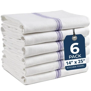 ViewSonic Dish Towels 100% Cotton Absorbent Lint-Free 6 Pack | For Hand Drying and Cleanup, Classic Herringbone Weave, Dish Towels For Kitchen, Quick Drying Cotton - Blue Stripe ViewSonic Dish Towels 100% Cotton Absorbent Lint-Free 6 Pack | For Hand Drying and Cleanup, Classic Herringbone Weave, Dish Towels For Kitchen, Quick Drying Cotton - Blue Stripe