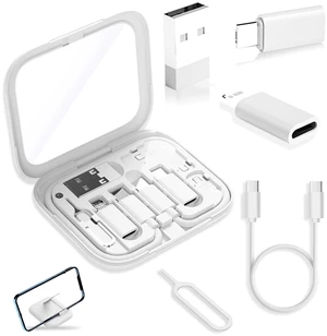 USB Adapter Kit, Type-C to Lightning Adapter, USB-A to C, OTG, White | Built-In Mirror, 12-Inch USB-C Cable and Micro-USB to C Converter for iPhone, Pixel and Galaxy USB Adapter Kit, Type-C to Lightning Adapter, USB-A to C, OTG, White | Built-In Mirror, 12-Inch USB-C Cable and Micro-USB to C Converter for iPhone, Pixel and Galaxy