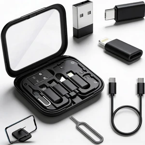 USB Adapter Kit, Type-C to Lightning Adapter, USB-A to C, OTG, Black | Built-In Mirror, 12-Inch USB-C Cable and Micro-USB to C Converter for iPhone, Pixel and Galaxy USB Adapter Kit, Type-C to Lightning Adapter, USB-A to C, OTG, Black | Built-In Mirror, 12-Inch USB-C Cable and Micro-USB to C Converter for iPhone, Pixel and Galaxy