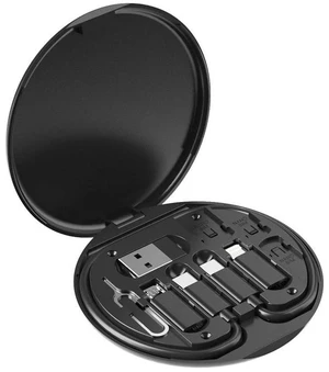Multifunctional Data Cable Storage Box Adaptor for USB-C and Micro-USB Devices Universal Data Transfer Cable (Black) Multifunctional Data Cable Storage Box Adaptor for USB-C and Micro-USB Devices Universal Data Transfer Cable (Black)