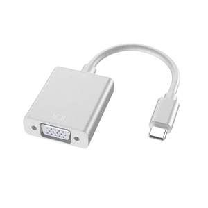 USB-c to Vga Adapter Cable, USB 3.1 Type C Plug and Play | Female Vga Connection, Plastic Build, Silver Finish, Reverse Plug Support, Hot Swappable Use USB-c to Vga Adapter Cable, USB 3.1 Type C Plug and Play | Female Vga Connection, Plastic Build, Silver Finish, Reverse Plug Support, Hot Swappable Use