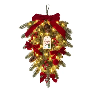 Sturdy Teardrop Wreath, with Artificial Red, Berry Bow Lights, Festive | Outdoor Christmas Wreath, Teardrop Swag for, Home Living Room, Kitchen Wall Window, Porch Patio Winter, Party Holiday Sturdy Teardrop Wreath, with Artificial Red, Berry Bow Lights, Festive | Outdoor Christmas Wreath, Teardrop Swag for, Home Living Room, Kitchen Wall Window, Porch Patio Winter, Party Holiday