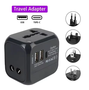 Worldwide Universal Power Adapter with 2 USB and 1 Type-C Charging Port Converter All in One International Out of Country Travel Wall Charger Plug for Wall Plug Input in USA, EU, UK, and AUS Worldwide Universal Power Adapter with 2 USB and 1 Type-C Charging Port Converter All in One International Out of Country Travel Wall Charger Plug for Wall Plug Input in USA, EU, UK, and AUS