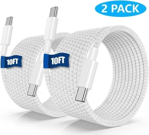 [2 Pack] USB C Cable for i-Phone 16 15 USB C Charger Cable 10ft/3M, Long Fast Charge Type C to C Charging Cord for i-Phone 16 Pro Max/16 Pro/15 Plus/15 Pro,i-Pad Pro 12.9/11 inch/Mini/Air 5/4th
