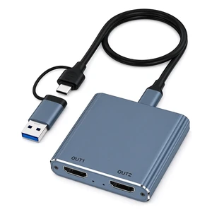 USB/Type-C to Dual HDMI Expansion Dock Hub with Built-in Drivers for Multi-Screen Display Extension