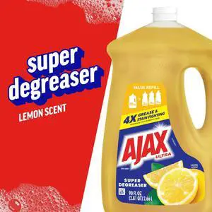 Ajax Ultra Liquid Dish Soap, Super Degreaser, Mess-Free, Easy-Flip Cap, Lemon Scent, 90 fl oz Ajax Ultra Liquid Dish Soap, Super Degreaser, Mess-Free, Easy-Flip Cap, Lemon Scent, 90 fl oz