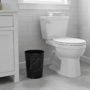 Mainstays Bathroom Trash Can, 5 Gallon Small Plastic Garbage Bin with No Lid, Black Marble Mainstays Bathroom Trash Can, 5 Gallon Small Plastic Garbage Bin with No Lid, Black Marble