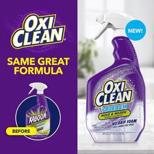 OxiClean Plus Bleach, No Drip Foam, Mold & Mildew Bathroom Stain Remover, 30 oz OxiClean Plus Bleach, No Drip Foam, Mold & Mildew Bathroom Stain Remover, 30 oz