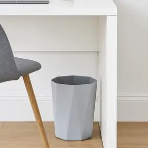 Mainstays 5 gal Gray Geometric Bathroom Wastebasket, Open Top, Polypropylene Plastic Mainstays 5 gal Gray Geometric Bathroom Wastebasket, Open Top, Polypropylene Plastic