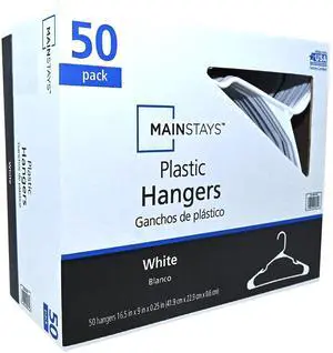 Mainstays Plastic Clothes Hangers, White, 50-Count, Everyday Use Mainstays Plastic Clothes Hangers, White, 50-Count, Everyday Use