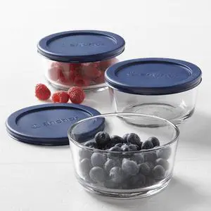 Anchor Hocking Glass Food Storage Containers with Lids, 2 Cup Round, Set of 3 Anchor Hocking Glass Food Storage Containers with Lids, 2 Cup Round, Set of 3