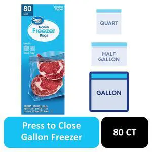 Great Value Freezer Guard Double Zipper Gallon Freezer Bag, 80 Count Great Value Freezer Guard Double Zipper Gallon Freezer Bag, 80 Count