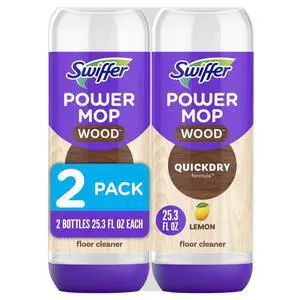 Swiffer Power Mop Wood Solution Refill, Lemon, 2 x 25.3 fl oz Swiffer Power Mop Wood Solution Refill, Lemon, 2 x 25.3 fl oz