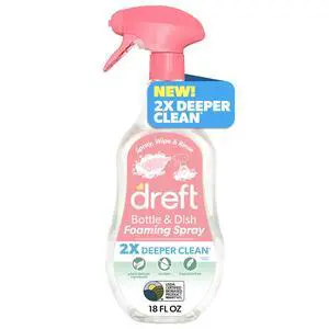 Dreft Foaming Baby Bottle and Dish Cleaning Spray, Plant-Derived Formula, 18 Fl Oz Dreft Foaming Baby Bottle and Dish Cleaning Spray, Plant-Derived Formula, 18 Fl Oz