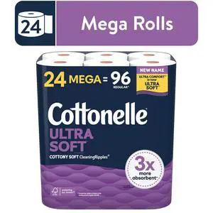 Cottonelle Ultra Soft Toilet Paper, Strong Toilet Tissue, 24 Mega Rolls Cottonelle Ultra Soft Toilet Paper, Strong Toilet Tissue, 24 Mega Rolls
