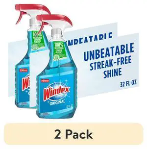 (2 pack) Windex Glass, Window, and Mirror Cleaner, Original Blue, Spray Bottle, 32 fl oz. (2 pack) Windex Glass, Window, and Mirror Cleaner, Original Blue, Spray Bottle, 32 fl oz.