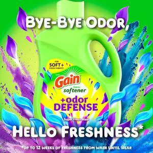 Gain Super Fresh Blast Liquid Odor Defense Fabric Softener, 140 FL OZ 190 Load, Softening Laundry Conditioner for 2 in 1 Freshness plus Odor Protection Gain Super Fresh Blast Liquid Odor Defense Fabric Softener, 140 FL OZ 190 Load, Softening Laundry Conditioner for 2 in 1 Freshness plus Odor Protection