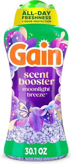 Gain In-Wash Laundry Scent Booster Beads Long-Lasting Fresh Scent Beads All Day Freshness and Odor Protection, Moonlight Breeze Scent, 30.1 oz (Packaging May Vary) Gain In-Wash Laundry Scent Booster Beads Long-Lasting Fresh Scent Beads All Day Freshness and Odor Protection, Moonlight Breeze Scent, 30.1 oz (Packaging May Vary)