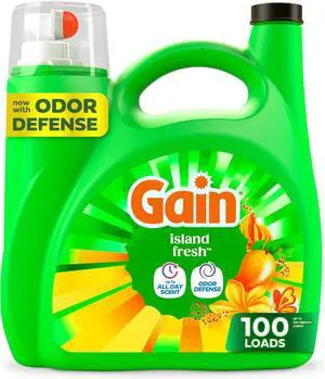 Gain Liquid Laundry Detergent, With Odor Defense, Island Fresh Scent, Laundry Soap For HE Washing Machines, 132 fl oz, 100 Loads (Packaging May Vary) Gain Liquid Laundry Detergent, With Odor Defense, Island Fresh Scent, Laundry Soap For HE Washing Machines, 132 fl oz, 100 Loads (Packaging May Vary)