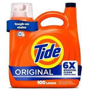Tide Liquid Laundry Detergent, Original Scent, 125 fl oz, 100 Loads, Boosted Clean in Cold Water Tide Liquid Laundry Detergent, Original Scent, 125 fl oz, 100 Loads, Boosted Clean in Cold Water
