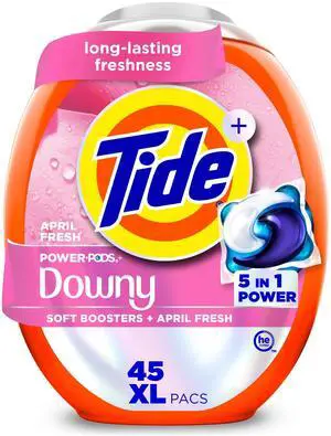 Tide Power PODs + Downy Laundry Detergent Pods 45 Count, Soft Boosters and April Fresh Tide Power PODs + Downy Laundry Detergent Pods 45 Count, Soft Boosters and April Fresh