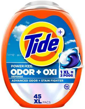 Tide Odor Defense + Oxi Laundry Detergent Pacs, 45 Count, Original Scent, Advanced Odor + Stain Fighter Tide Odor Defense + Oxi Laundry Detergent Pacs, 45 Count, Original Scent, Advanced Odor + Stain Fighter
