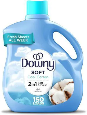Downy 2 in 1 Soft and Fresh Liquid Fabric Softener, Cool Cotton, 111 fl oz, 150 Loads Downy 2 in 1 Soft and Fresh Liquid Fabric Softener, Cool Cotton, 111 fl oz, 150 Loads