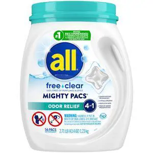 All MIGHTY Pacs Laundry Detergent for Sensitive Skin, Odor Relief, 56 Count All MIGHTY Pacs Laundry Detergent for Sensitive Skin, Odor Relief, 56 Count