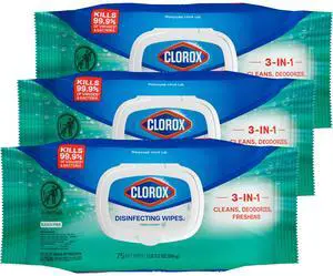 Clorox Disinfecting Wipes, Fresh Scent, 75 Count, 3 Pack Clorox Disinfecting Wipes, Fresh Scent, 75 Count, 3 Pack