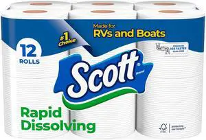 Scott Rapid-Dissolving Toilet Paper, 12 Double Rolls, 231 Sheets per Roll Scott Rapid-Dissolving Toilet Paper, 12 Double Rolls, 231 Sheets per Roll