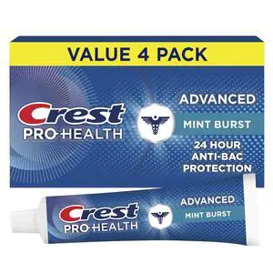 Crest Pro-Health Advanced Antibacterial Protection Toothpaste, 5oz, 4 Pack - Teeth Whitening, Breath Freshener, for Sensitive Teeth, Gum Health, Gingivitis, Travel Size Crest Pro-Health Advanced Antibacterial Protection Toothpaste, 5oz, 4 Pack - Teeth Whitening, Breath Freshener, for Sensitive Teeth, Gum Health, Gingivitis, Travel Size