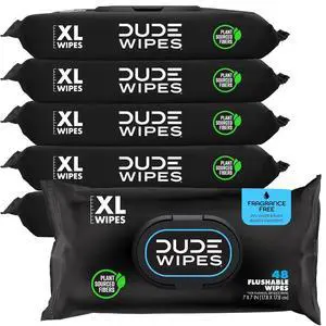 DUDE Wipes Unscented Adult Flushable Wet Wipes for Sensitive Skin, 288 Count DUDE Wipes Unscented Adult Flushable Wet Wipes for Sensitive Skin, 288 Count