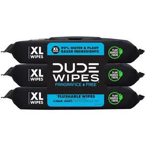 DUDE Wipes Unscented Adult Flushable Wet Wipes, Sensitive Skin, 144 Count DUDE Wipes Unscented Adult Flushable Wet Wipes, Sensitive Skin, 144 Count