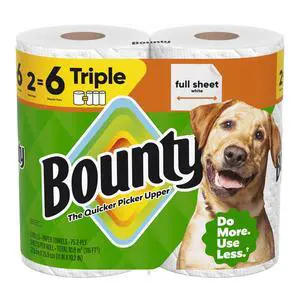 Bounty Full Sheet Paper Towels, 2 Triple Rolls = 6 Regular Rolls, White Bounty Full Sheet Paper Towels, 2 Triple Rolls = 6 Regular Rolls, White