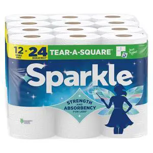 Sparkle Tear-A-Square Paper Towels 12 Double Rolls 2-Ply Strong for Kitchen Cleanup and Everyday Messes Sparkle Tear-A-Square Paper Towels 12 Double Rolls 2-Ply Strong for Kitchen Cleanup and Everyday Messes