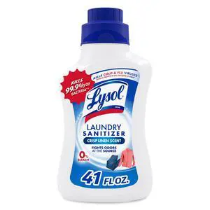 Lysol Disinfectant Laundry Sanitizer & Scent Booster, Laundry Detergent Additive, Color Safe Bleach Alternative, Laundry Odor Eliminator, Kills Bacteria & Viruses, Crisp Linen Scent, 41 Fl Oz Liquid Lysol Disinfectant Laundry Sanitizer & Scent Booster, Laundry Detergent Additive, Color Safe Bleach Alternative, Laundry Odor Eliminator, Kills Bacteria & Viruses, Crisp Linen Scent, 41 Fl Oz Liquid